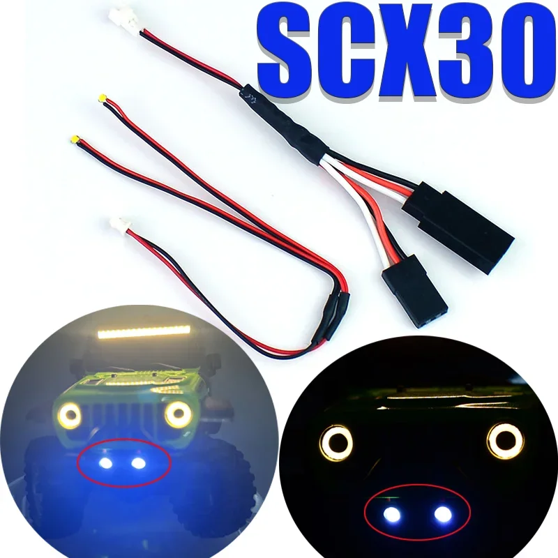 1/30 RC LED white/yellow Front Bumper Spotlight for 1/30 RC Crawler Car SCX30 Jeep Wrangler Accessories