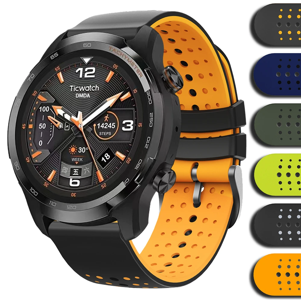 22 mm zweifarbiges Silikonarmband für TicWatch Pro 3 GPS 2021 GTW GTX E2 S2 GTH 2 Sport Ersatzarmband für SUUNTO RACE 2/S RUN Band