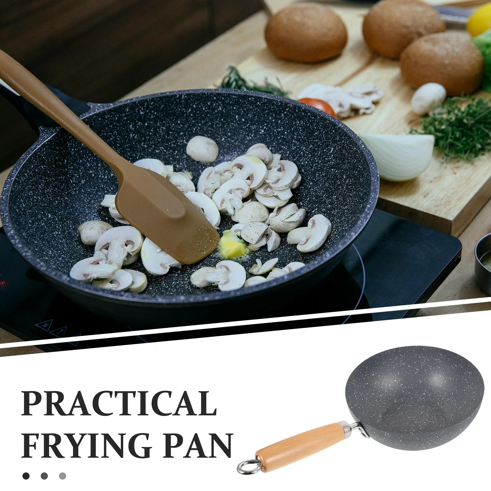 

Marble Print Small Frying Pan Iron Wok Nonstick Multi-Function Kitchen Wok For Gas Stove Stir Fry Steaming Boiling Heat