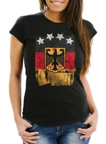 Cooles Damen WM-Shirt Deutschland Flagge Vintage Fußball Sterne