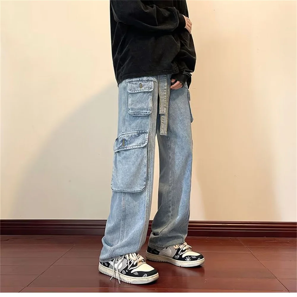 2023 Spring Autumn Trousers y2k baggy jeans for men Wide leg Pants Pockets Elastic Waist Streetwear Loose comfortable Pants