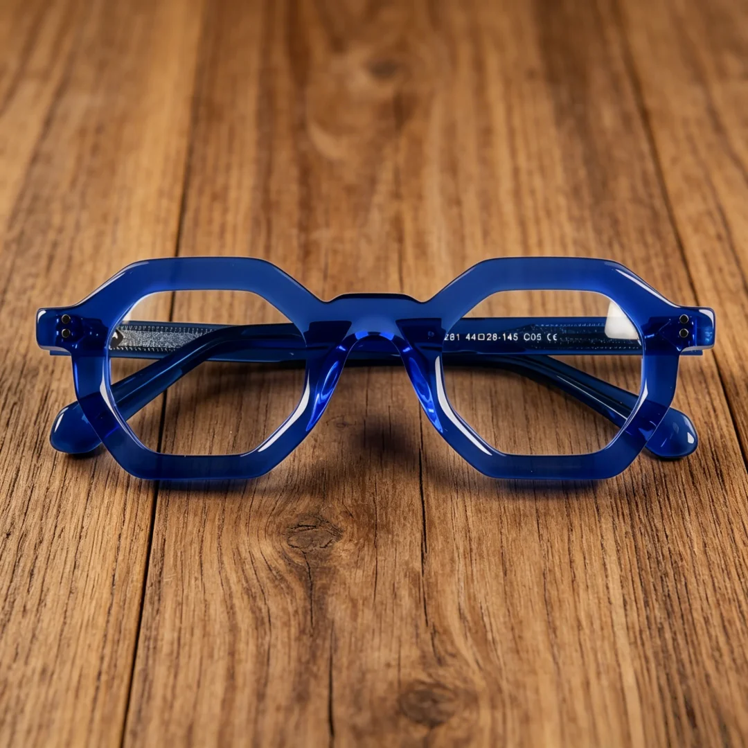 Fashion Thick Hexagon Acetate Eyeglasses Unisex Clear Lens Glasses Frame Prescription Ready for Men Women