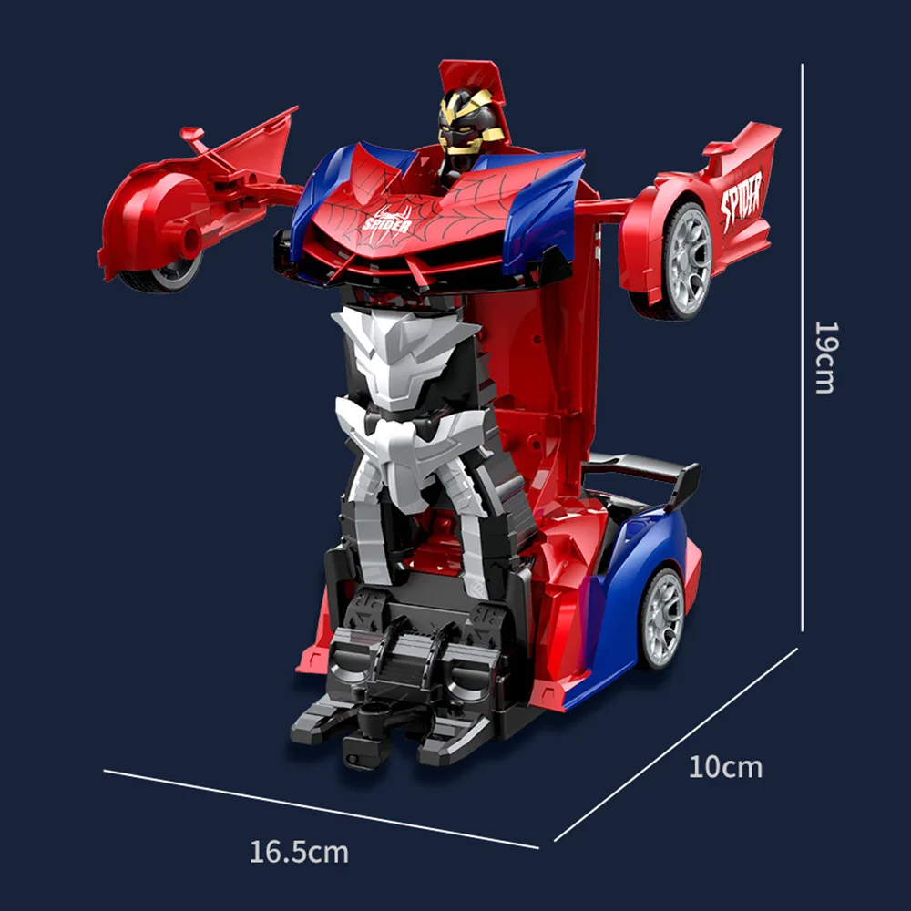 Brinquedo robô de carro transformador RC escala 1:18 luz LED 2,4 GHz transformação de um botão 360 °   Presente infantil recarregável com deriva rotativa