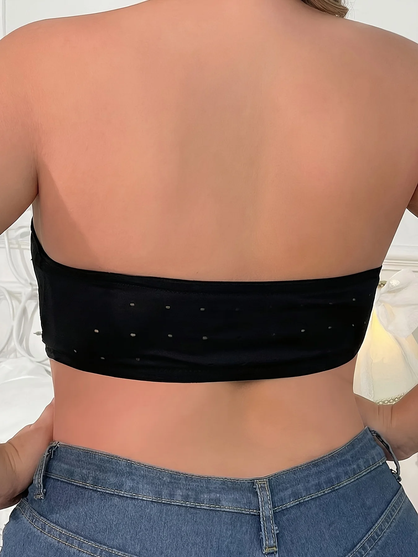 Plus Size Women Sexy Solid Strapless Bandeau Bra, Front Closure, Anti-slip Support, Daily Outfit