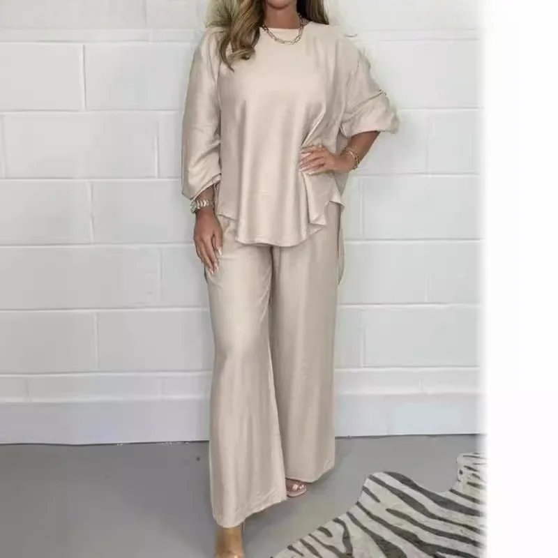 

The New Amazon Independent Store Acetate Satin Long Wide-leg Pants Are Casual, Fashionable, Solid Color and Comfortable Suit