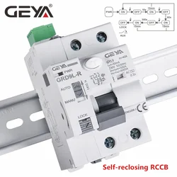 GEYA 6KA ELCB RCCB 2P Automatic Reclosing Device Remote Control Circuit Breaker Recloser RCD 40A 63A 30mA