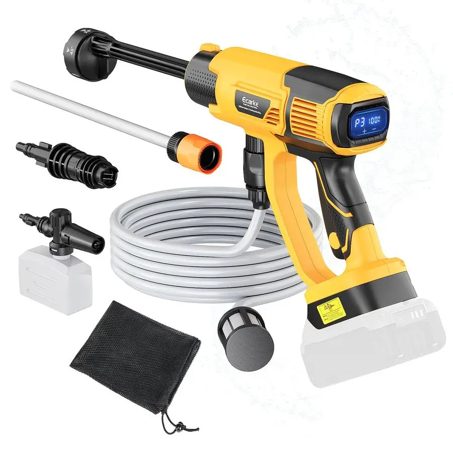 

Мойка высокого давления, совместимая с аккумулятором DeWalt 20 В, портативная ручная мойка мощностью 800 фунтов на квадратный дюйм с насадкой 6 в 1, пенная пушка для автомобиля