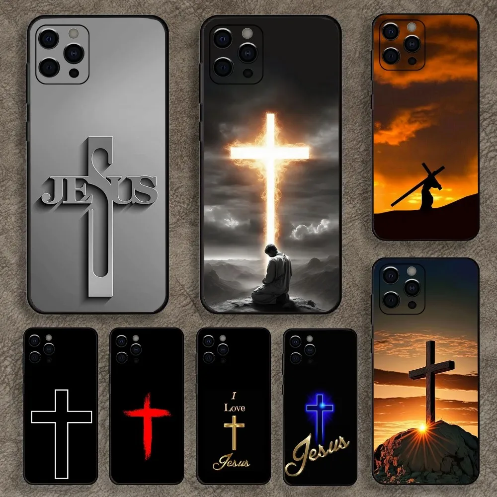 Bible Jesus Christian Cross  Phone Case For Apple iPhone 15,14,13,12,11,Pro,X,XS,Max,XR,Plus,Mini Soft Black Cover