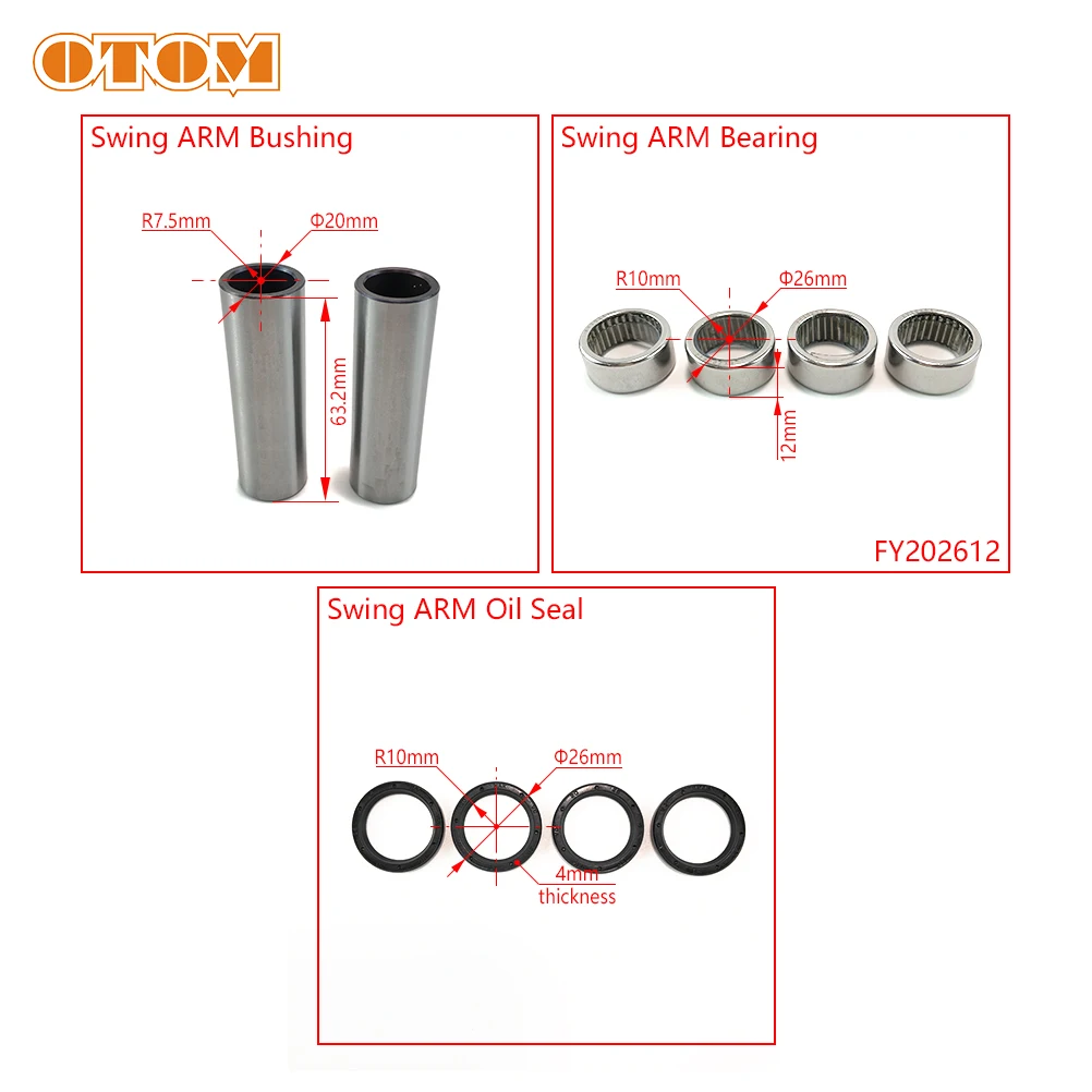 OTOM Motorcycle Bearing Sleeves Swing ARM Bushing Bearing Oil Seal Maintenance Parts For HONDA CRM250 With Speed Warning Light