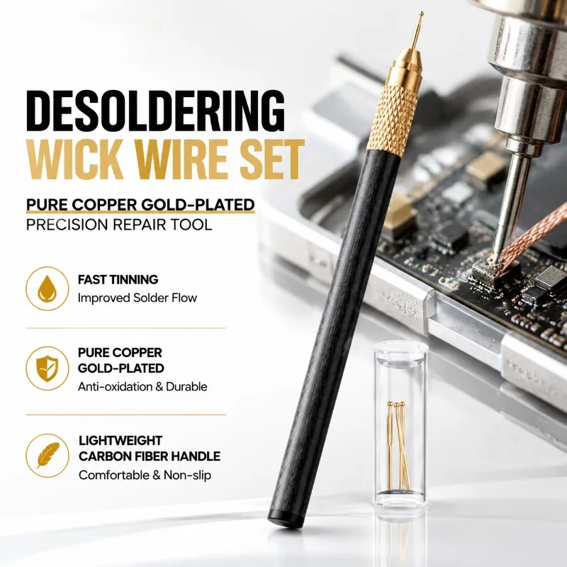 Pure‑copper Gold‑plated Solder‑absorbing Needle Set Specialized for Inner‑connector Light Carbon‑fiber Handle Fast Tin‑feeding
