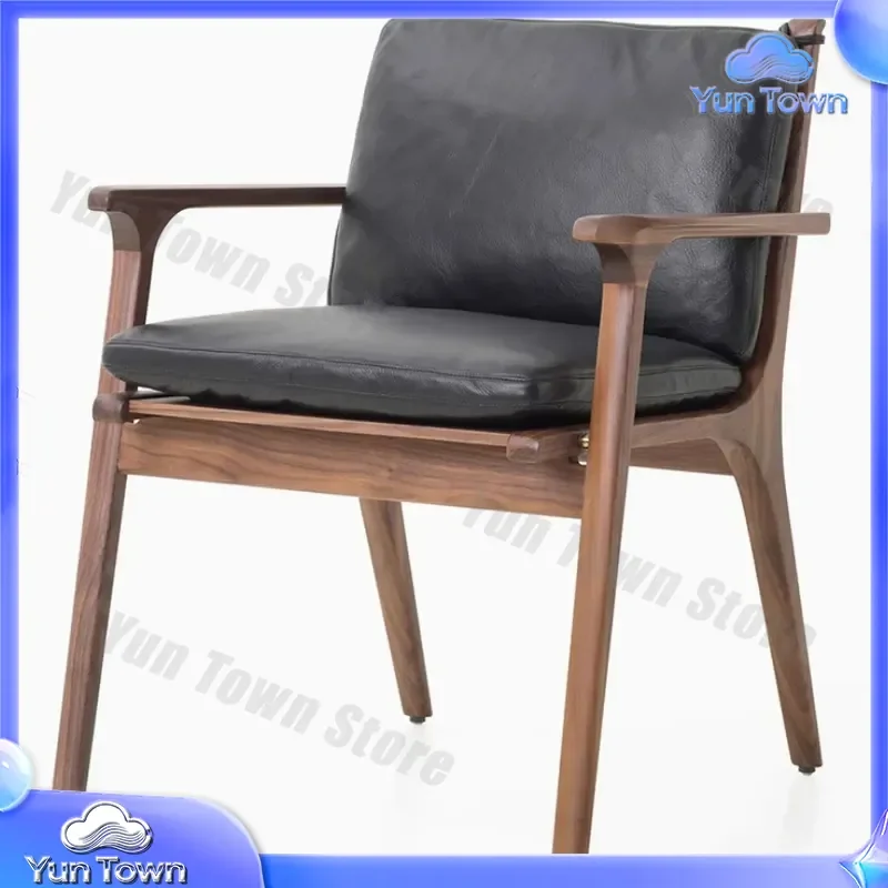 Ren Chair for Nordic Simple Japanese Designer Living Room Leisure Sofa Chair for Solid Wood Microfiber Leather Modern Accent