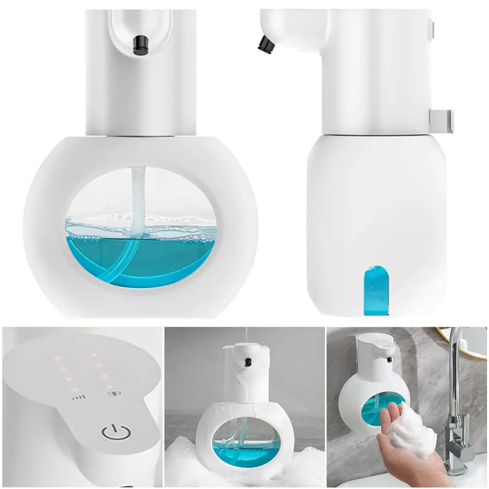 420ml with 4 Levels Adjustable Automatic Soap Dispenser Rechargeable Foaming Soap Dispenser for Bathroom Kitchen Office