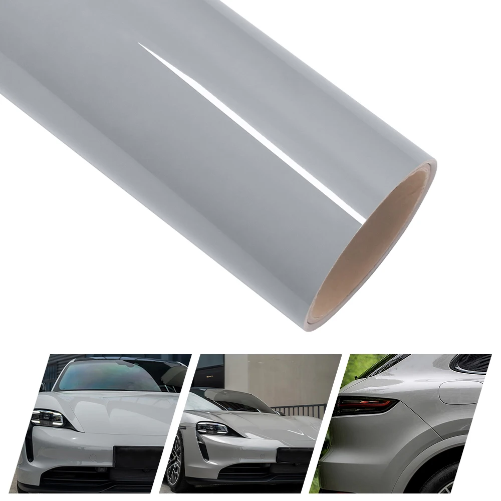 

PET Chalk Grey Ultra Gloss Vinyl Wrap Film Sticker Self Adhesive Bubble Free Car Motorcycle Body Color Change Film Accessories