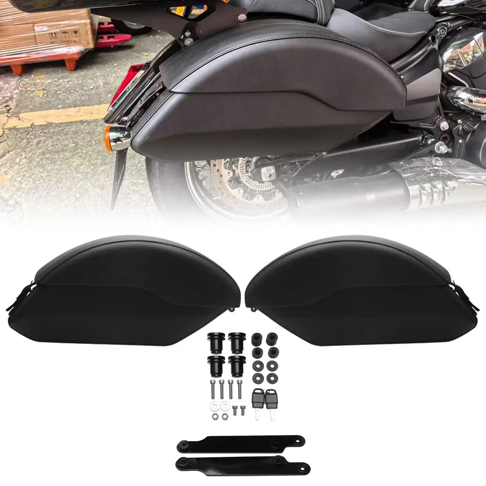 1 Pair Motorcycle Rear Saddlebags With Saddlebag Mount Spools 24L Black Fit For Indian Scout Bobber Limited + Tech 2025