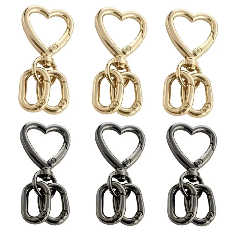 2-50Pcs love Shape Swivel Spring Clasp Keychain Ring Openable Carabiner Hook Buckle Connector for Jewelry DIY Accessorie
