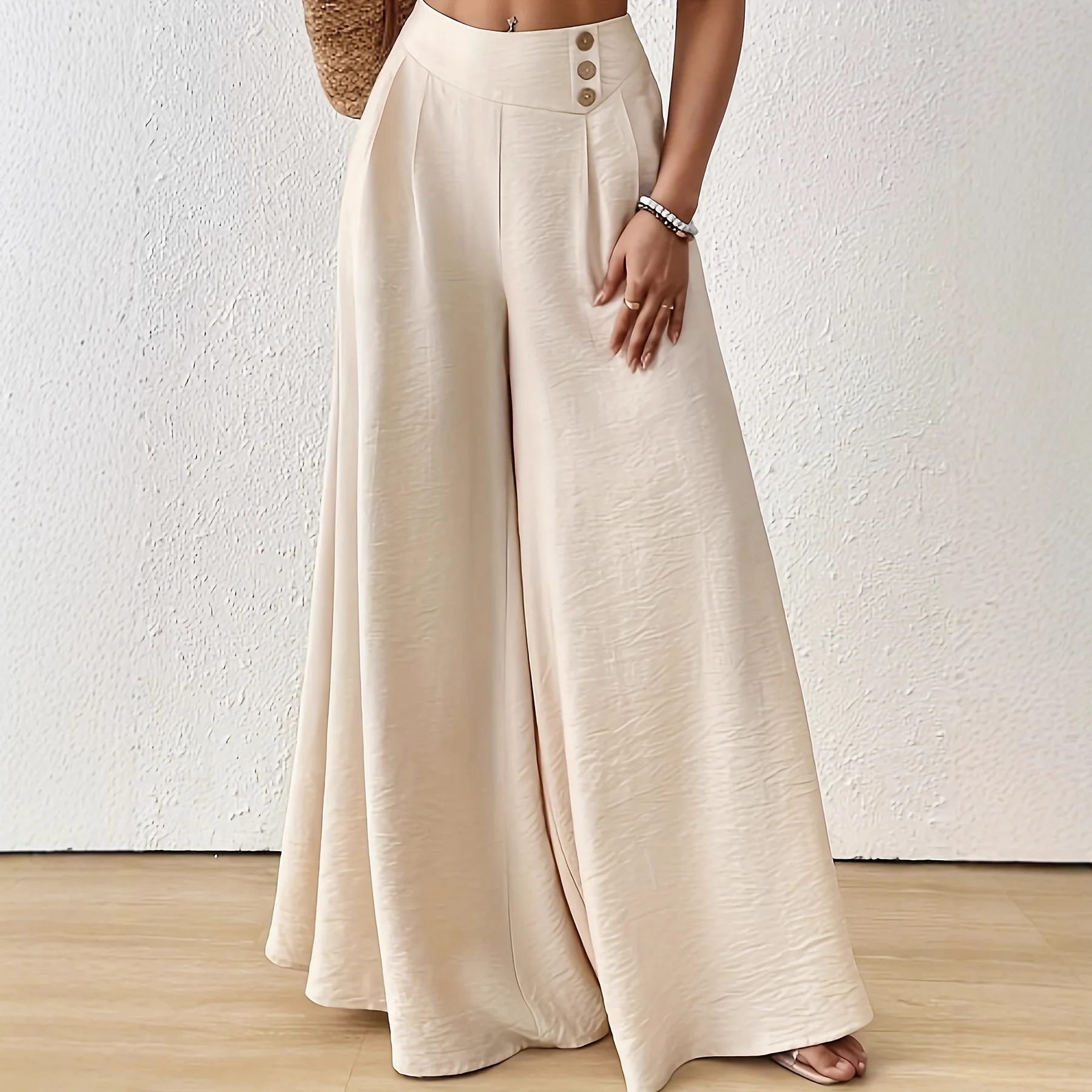 

2026 Autumn New Women's Clothing Temperament Solid Color Wide-leg Trousers New High Waist