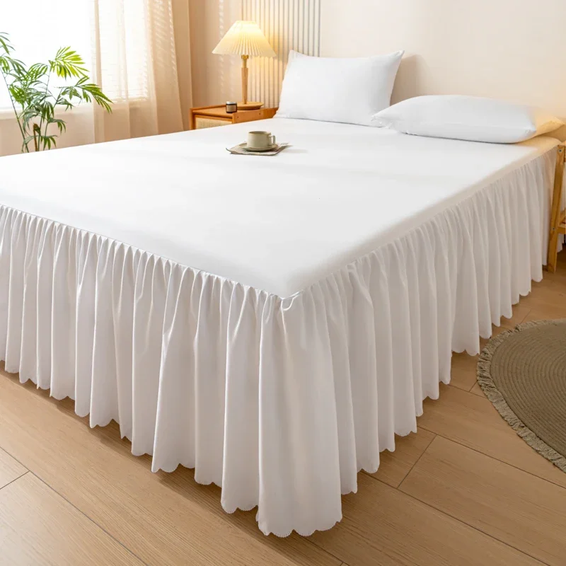 1pc Solid Color Bed Skirt wtih Lace All Around All-seasons Bed Cover with Ruffles Queen/King roupa de cama(Without Pillowcase)