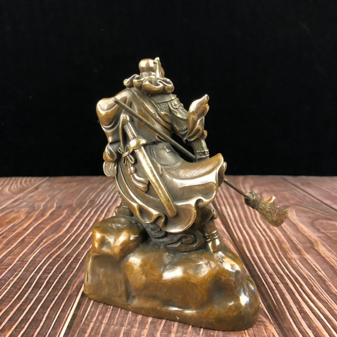 China brass archaize Guan yu recruit wealth crafts statue