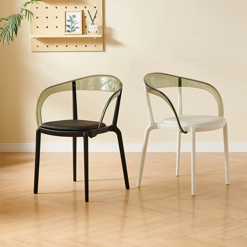 Simple Home Back Chair Acrylic Transparent Armrest Plastic Chair