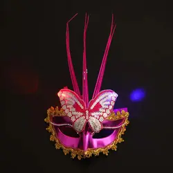 Feather Butterfly LED Mask Venice Carnival Halloween Christmas Light up Mask Makeup Ball Birthday Wedding Makeup Ball Costume