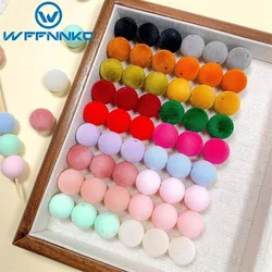 WFFNNKC 20-30Pcs colore acrilico palla rotonda floccato perline di velluto gioielli fai da te che fanno accessori orecchini fatti a mano collana artigianato