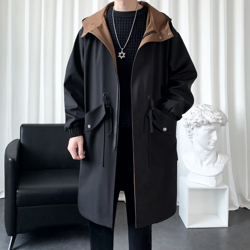 

2023 Autumn Mens Casual Jacket Coat Men's High Quality Fashion Long Trench Coat Trench Fashion England Style size M-3XL