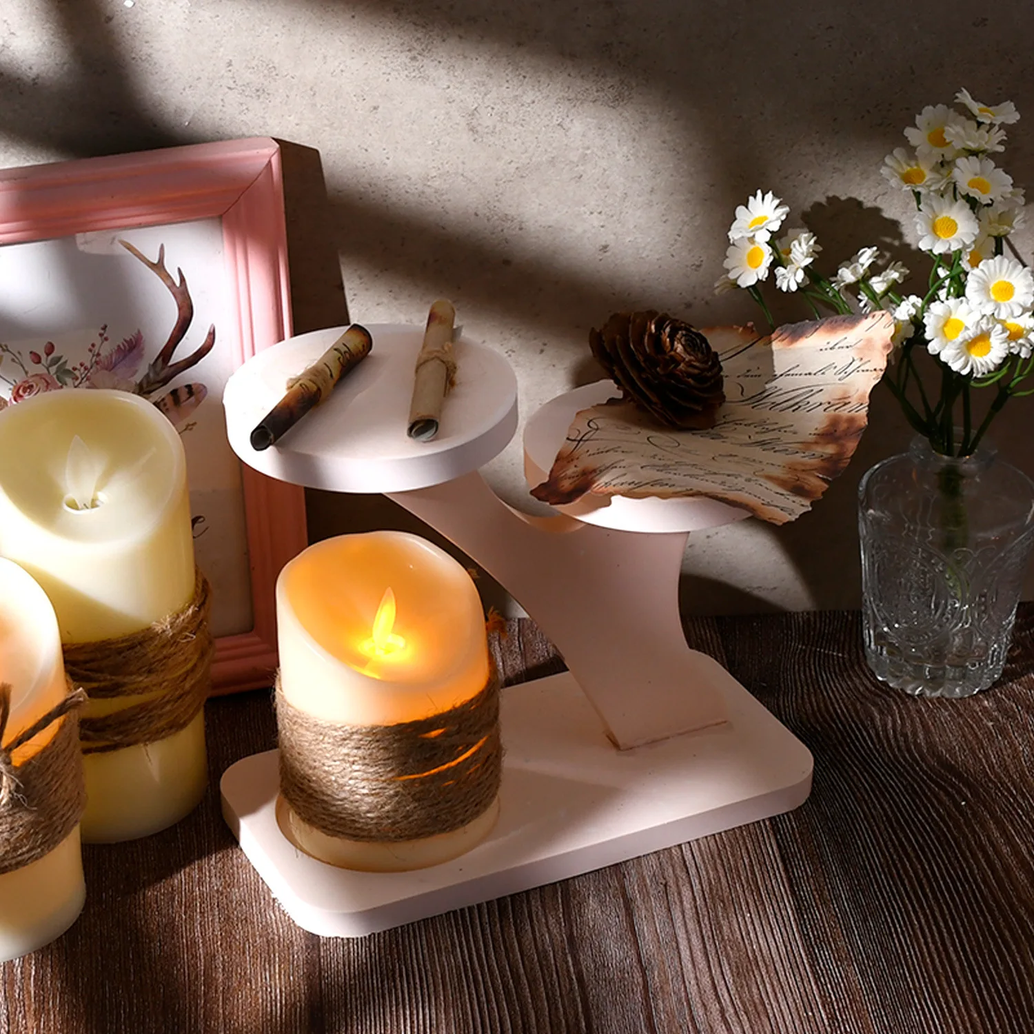 DIY epoxy resin mold candlestick holder splicing ornament silicone mold plaster candle lamp stand display view 6