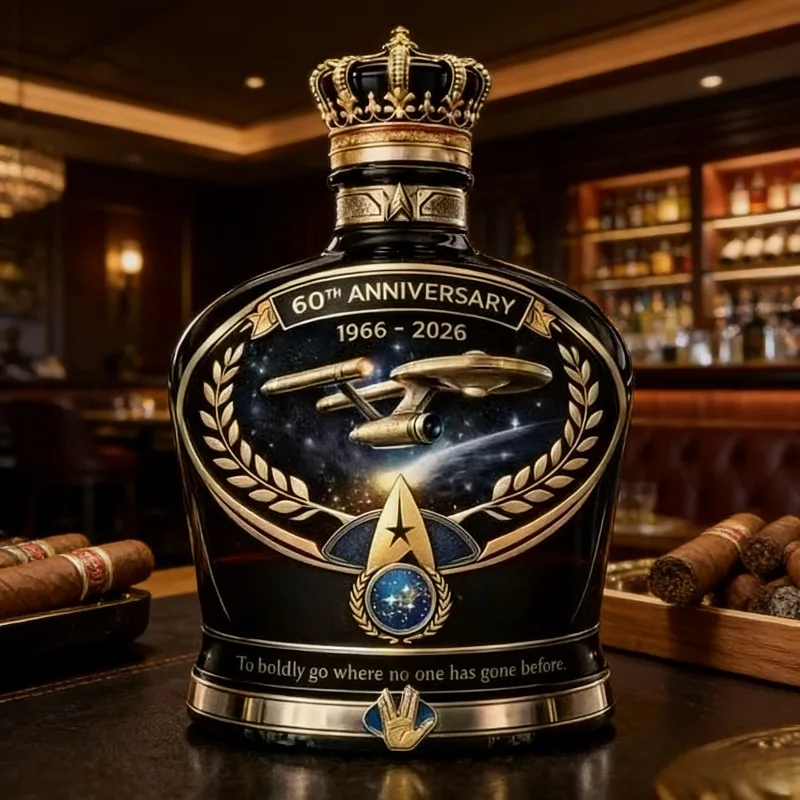 Decantador de whisky de lujo con diseño de nave espacial, botella de licor de cristal con corona, decoración para el hogar, colección, adorno, regalo para hombres