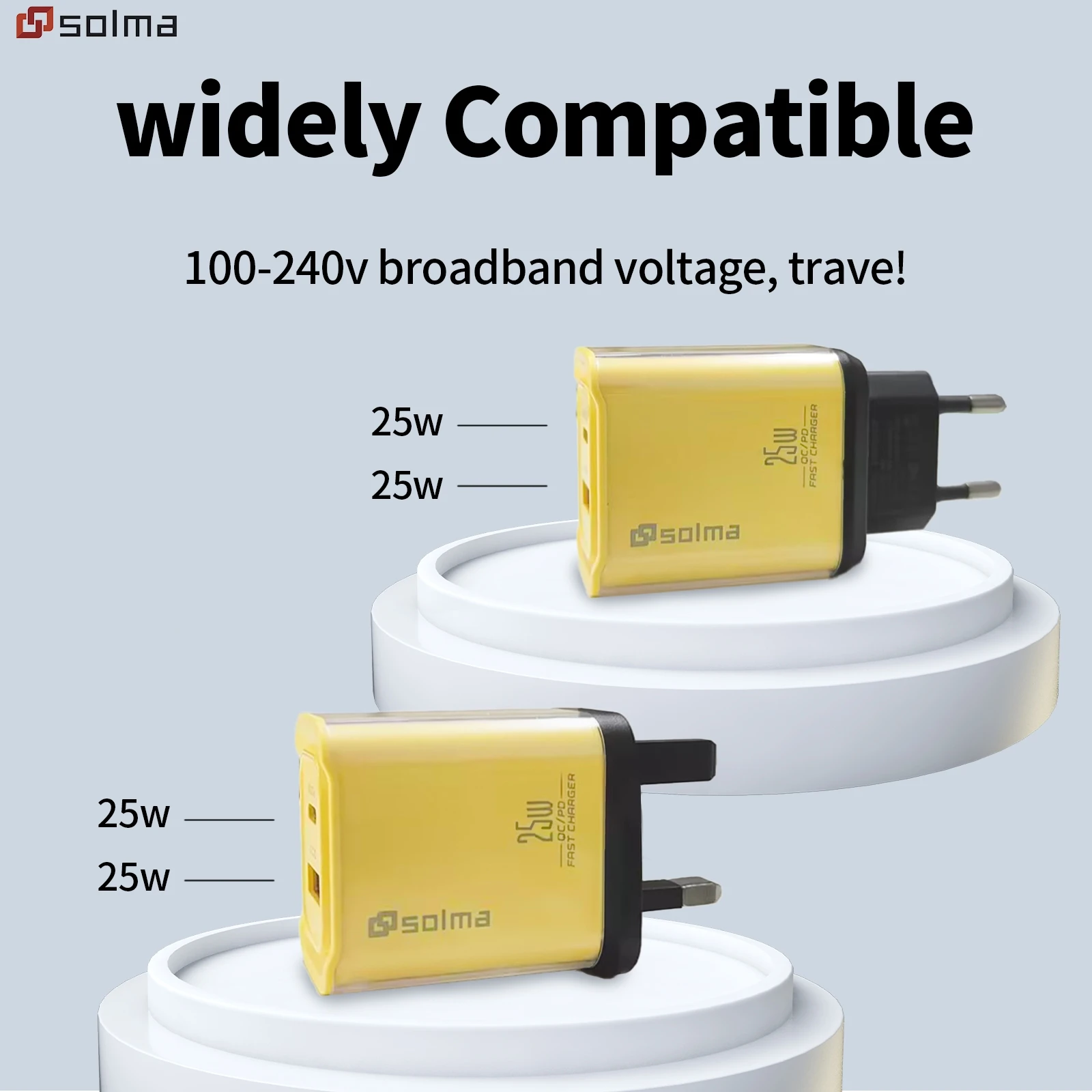 Fast ChargingTotal 40W EU UK Standard Charger  QC 3.0 USB Adapter Fast Charging Wall Charger Compatible With Multi -phone Series