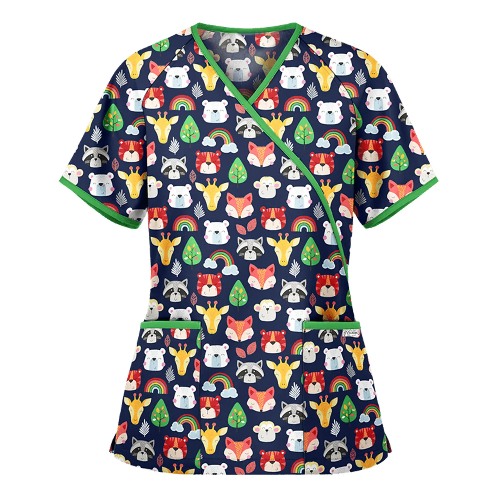 Camicetta con stampa di cartoni animati da lavoro stampa animalier Pet Shop uniformi da infermiera New Summer Hospital Scrub Top stampato uniformi