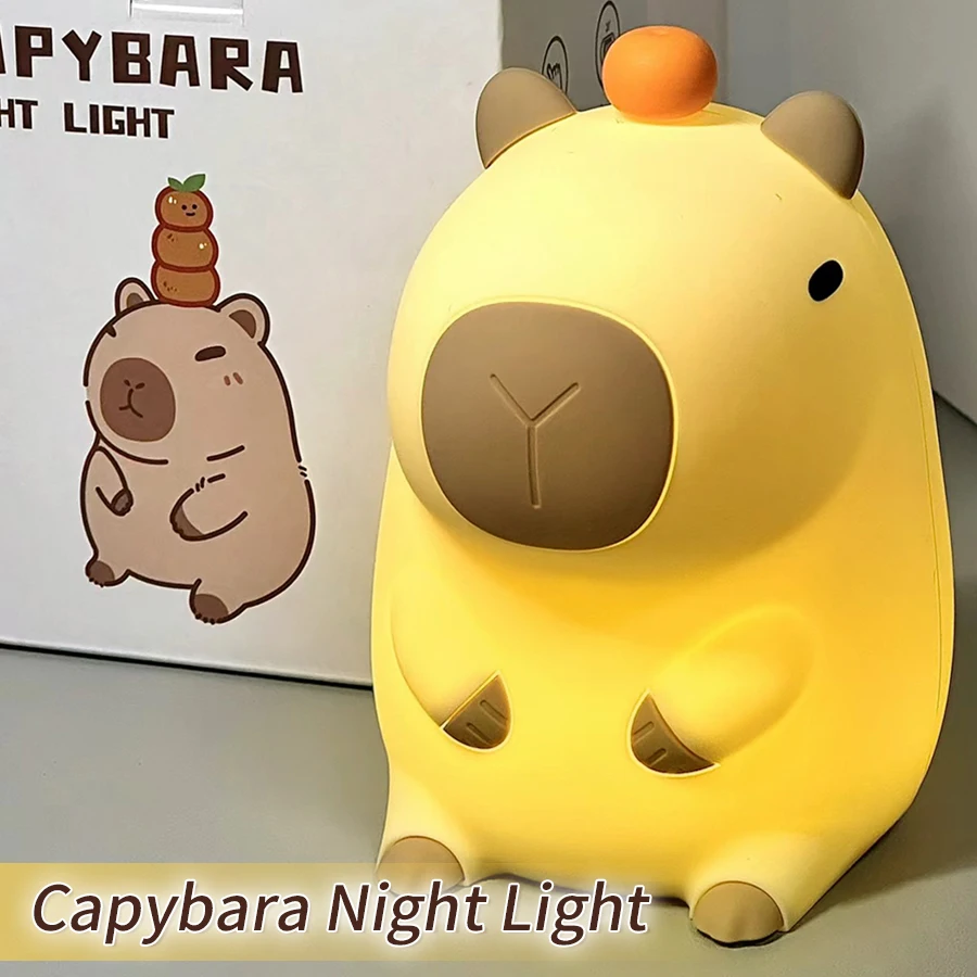 Cute Silicone Capybara Night Light USB Rechargeable Animal Cartoon Bedside Sleep Lamp Timing Dimming Room Decor Children\'s Gift