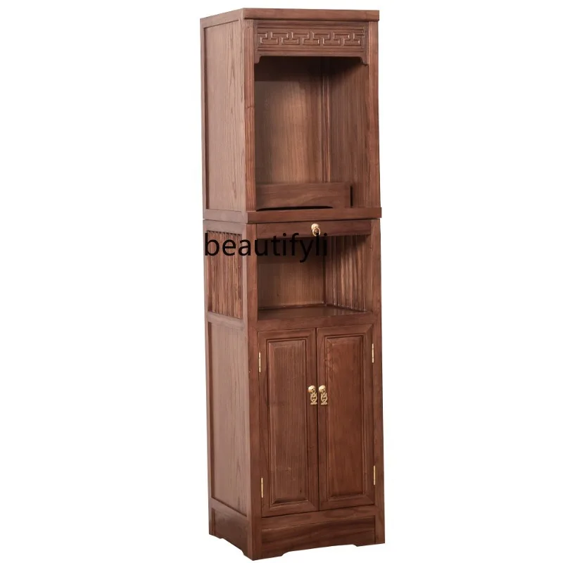 

Customized Solid Wood Buddha Niche New Chinese Style Clothes Closet Modern Shrine with Door Altar Household Black Walnut Cabinet