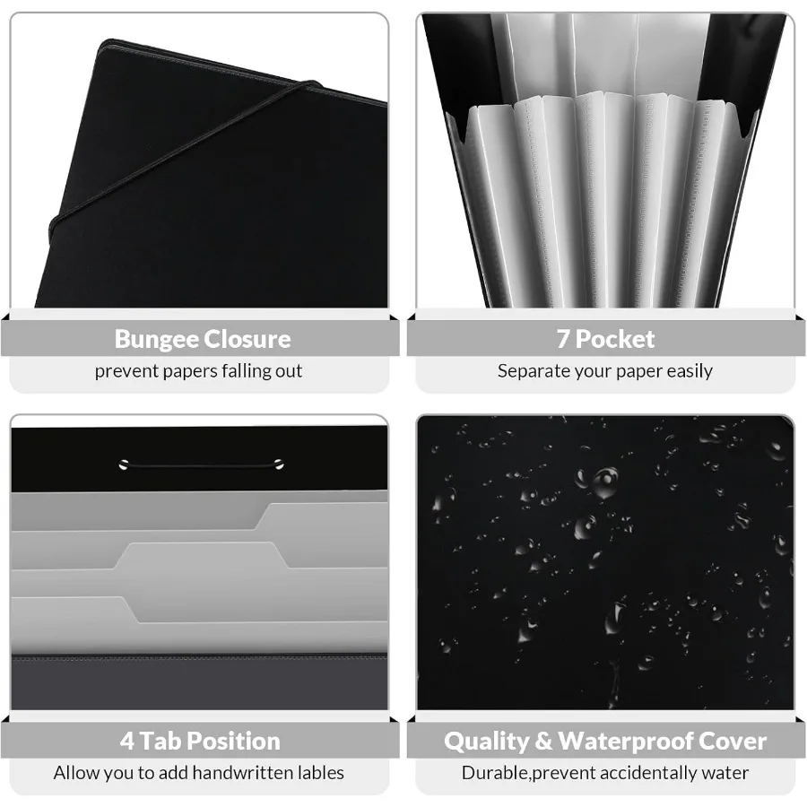 SKYDUE Accordeon Bestandsorganizer 5-pocket Uitbreidende bestandsmappen met zakken Documentorganizer Draagbare papieren organizer voor Sc