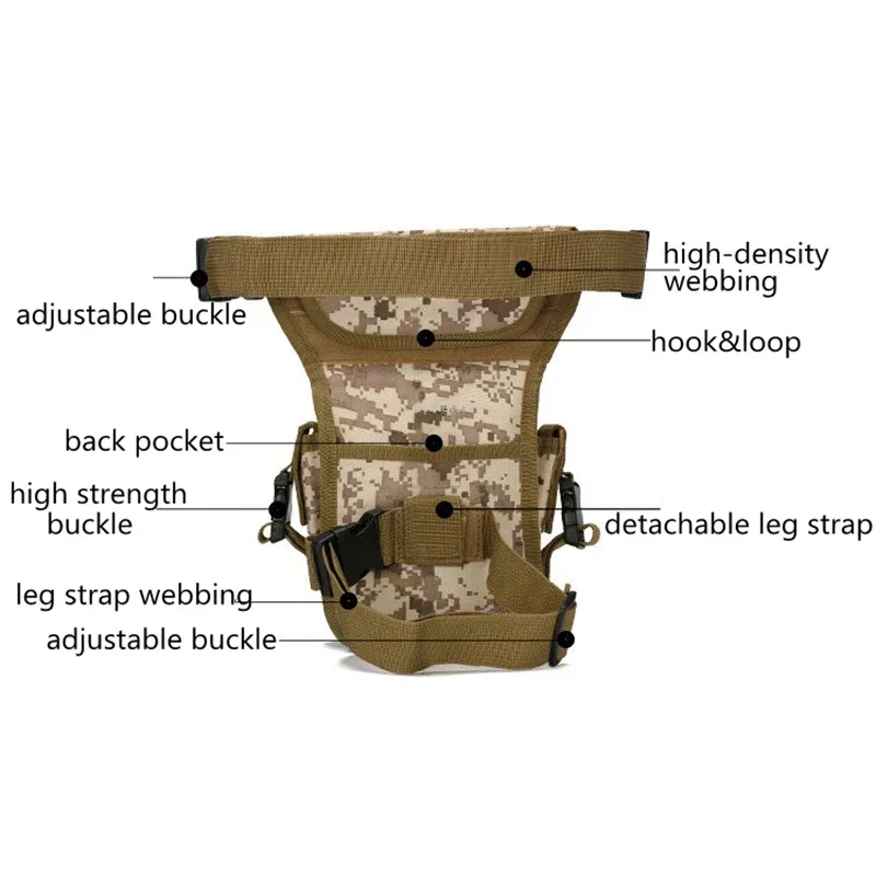 Molle 600D Oxford  Tactical Drop Leg Bag Outdoor Hiking Climbing Hunting Tool Waist Leg Packs Bag  Motorcycle Riding Waist Pack