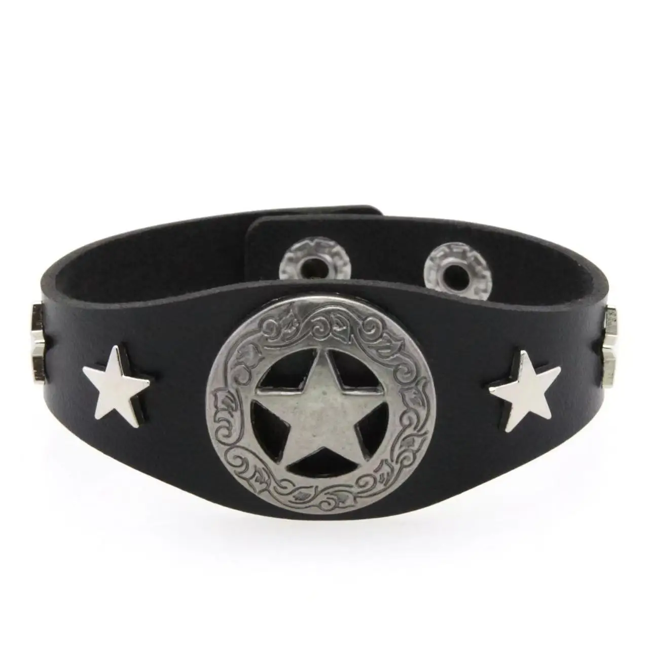 Punk Pu Leather Pentagram Trendy And Personalized Fashion Bracelet Suitable For Valentine's Day And Halloween Gifts