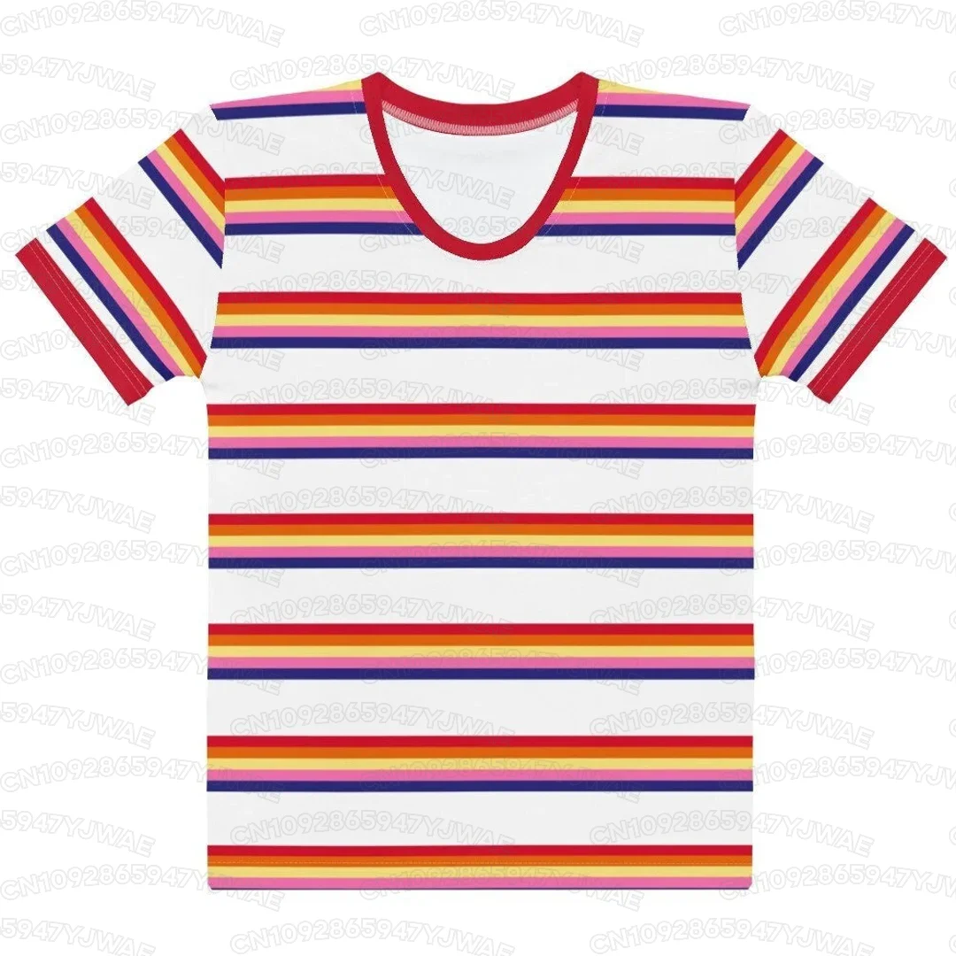 Sommerliches Max Mayfield gestreiftes Cosplay-Kostüm für Damen und Herren, lässiges TV-Charakter-inspiriertes Fan-Outfit, Strand-T-Shirt-Oberteil für Kinder – Detail 4