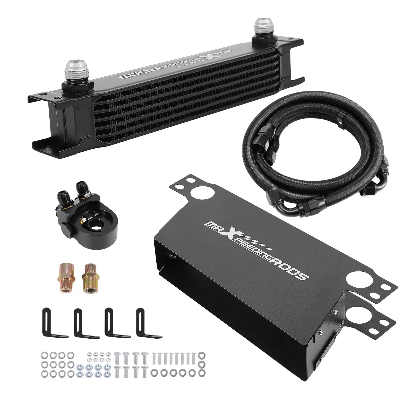 

Universal Transmission Engine Oil Cooler 7 Row 10AN Aluminum Kit Braided Hoses