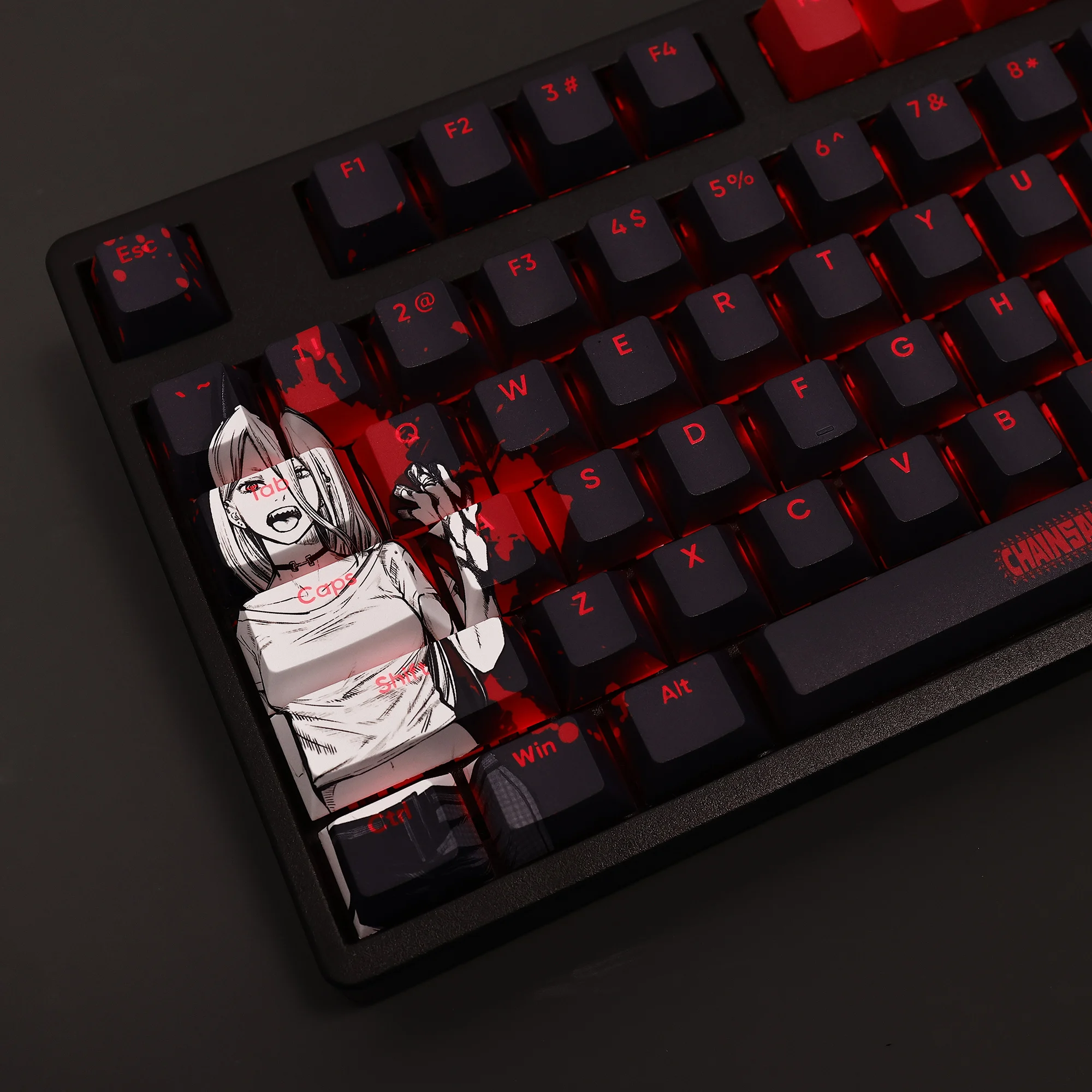 108Keys/Set Chainsaw Man Power Theme PBT Keycaps Anime Games Beauty Girl Key caps Cherry Height for DIY Mechanical Keyboards