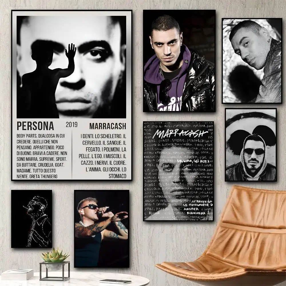 1pc Rapper Singer M-marracash Poster Sticker Print Waterproof Wall Art For Living Room Bedroom Home Decor