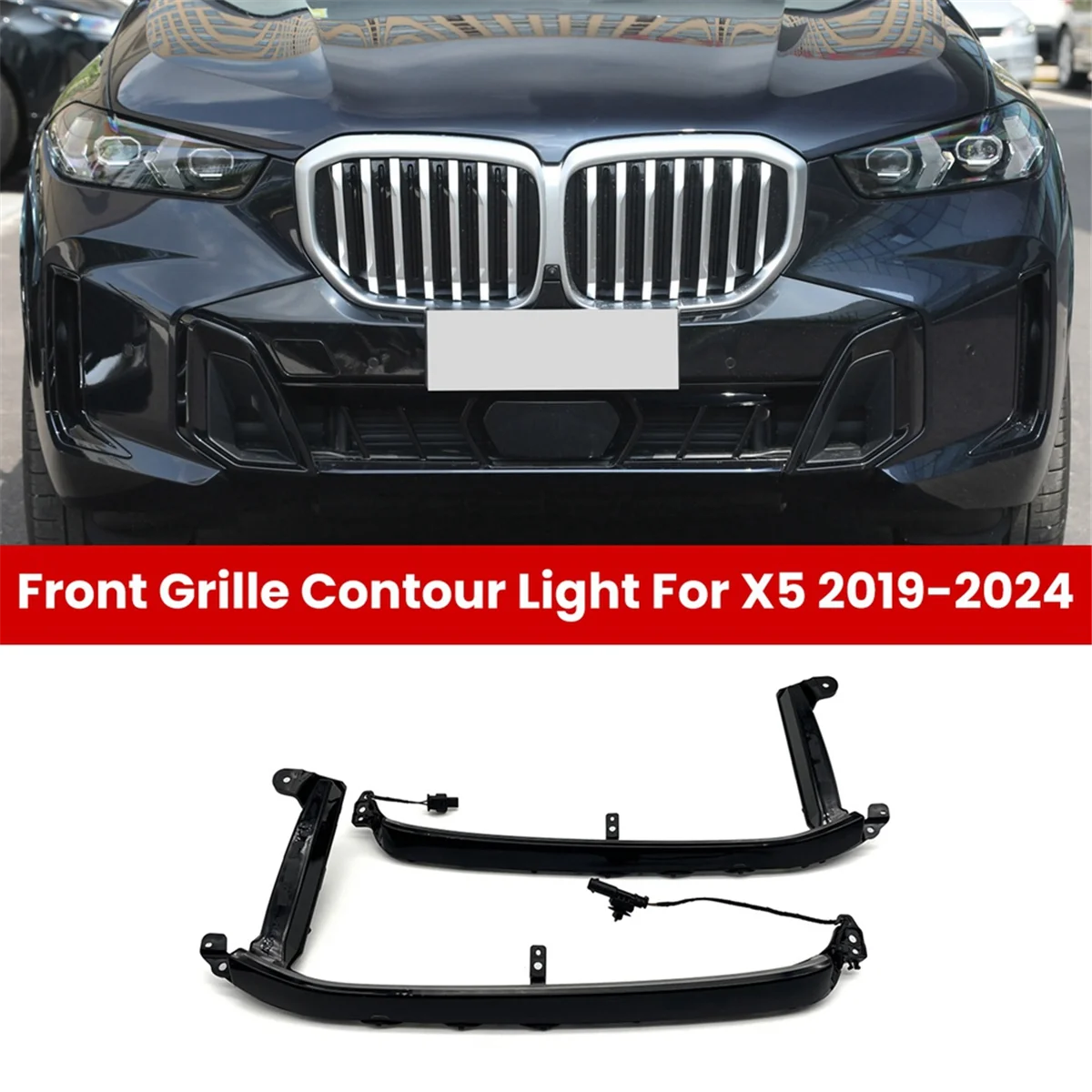 2 Pcs Front Grille Contour Light and Width Indicator Light for BMW X5 2019-2024