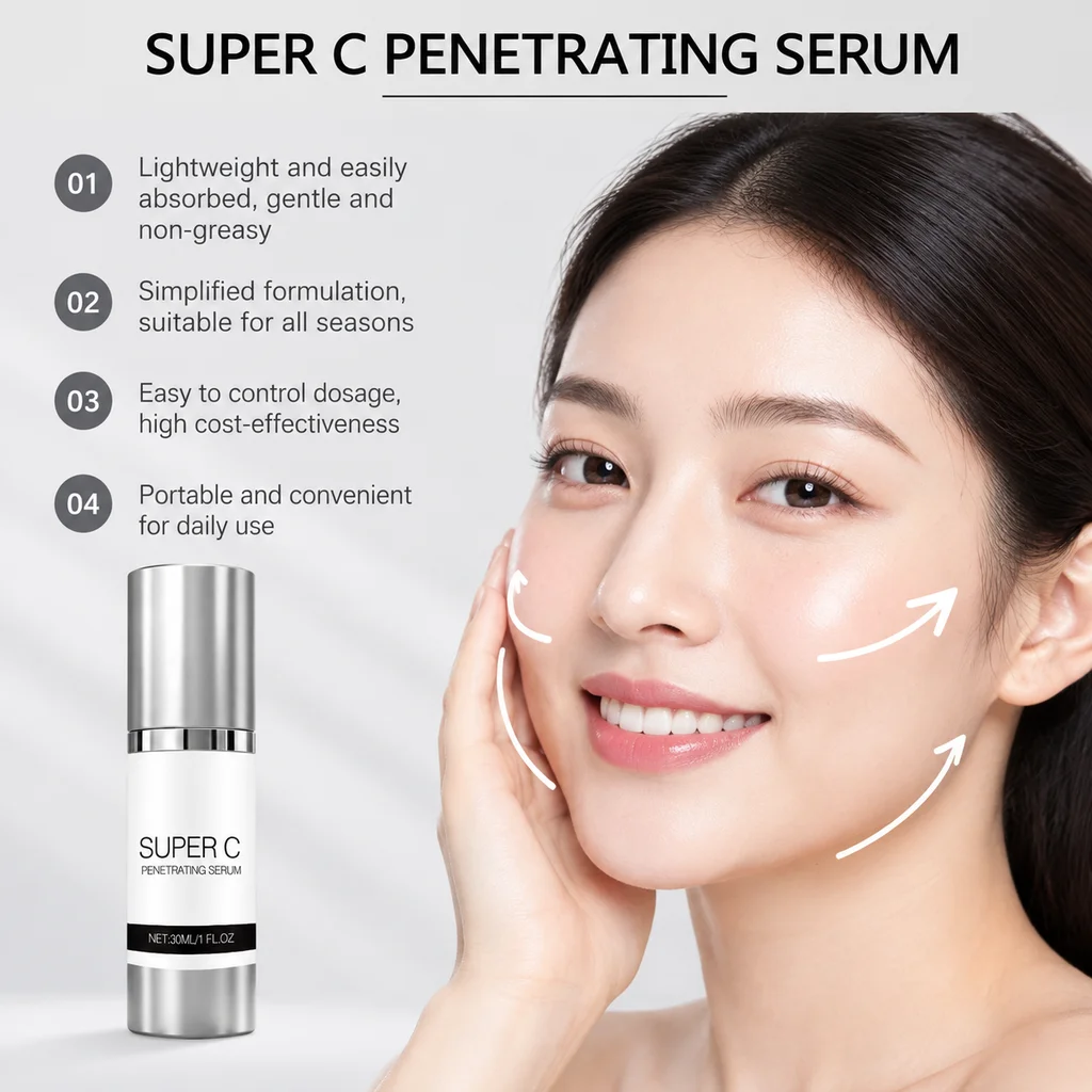Vitamin C Face Serum Brightening Glowing Skin Pore Shrinking Hydrating Firming Lifting Super Vitamin Essence Face Skin Care