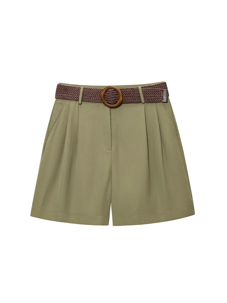 TFMLN شيك مكتب السيدات السراويل مع حزام أنيقة بسيطة مستقيم الساق السراويل الأساسية الإناث جديد الصيف واسعة الساق السراويل