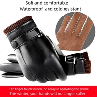 Men Women Leather Gloves Winter Warm Touch Screen Full Finger Waterproof and Cold Proof Gloves Skiing Cycling Non-slip Gloves