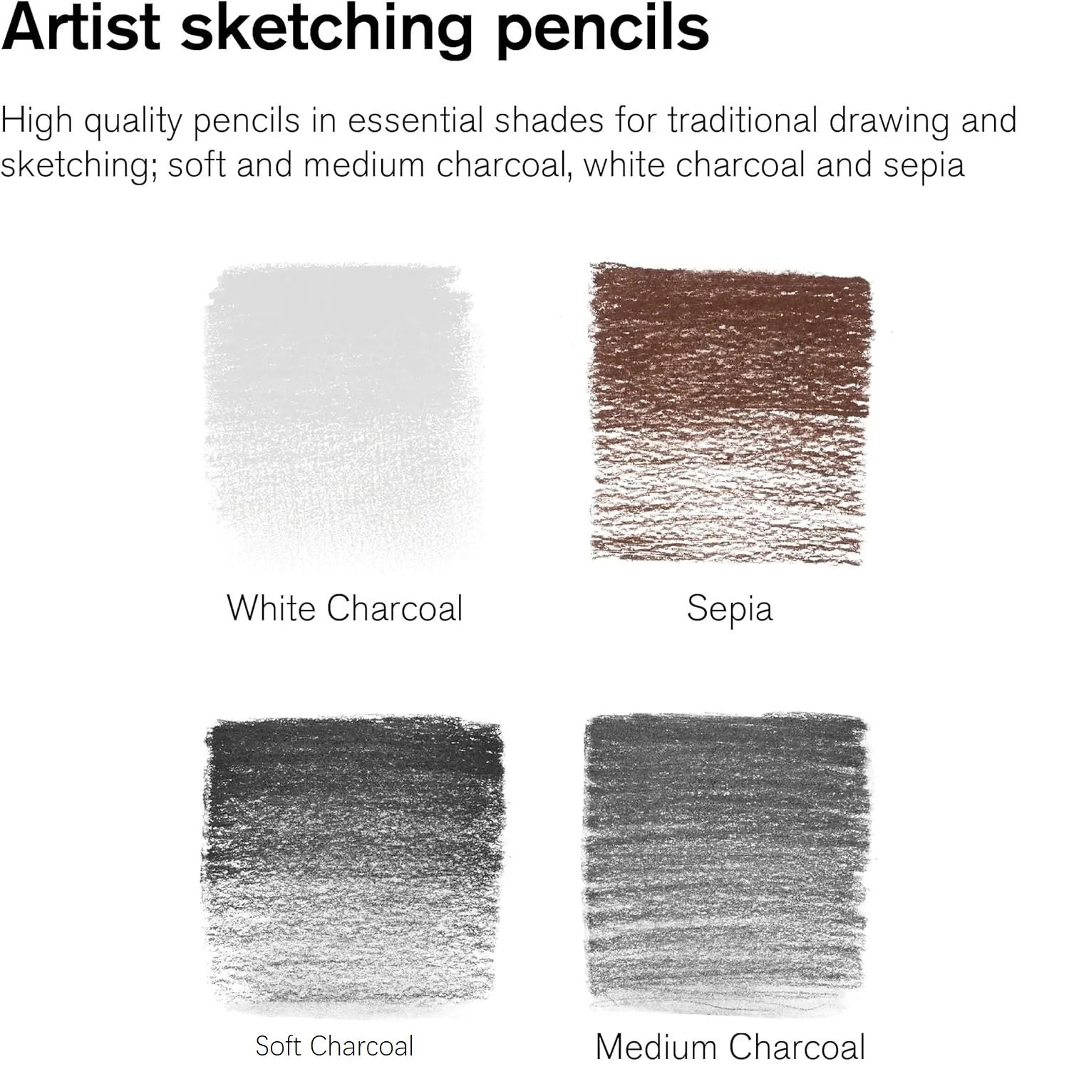 Winsor & Newton Studio Collection Sketching Charcoal Pencils (4 Pencils + 1 eraser)