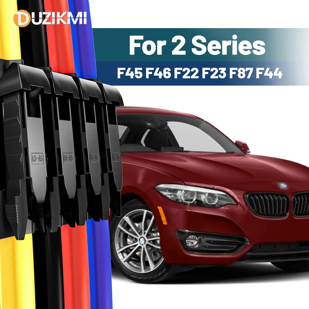 Für BMW 2er F45 F46 F22 F23 F87 F44 2014-2024 2020 2021 2022 2023 2 Stück Frontscheibe Scheibenwischerblätter Rot Blau