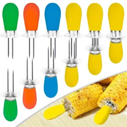 LMETJMA 12pcs/set Corn Holders Stainless Steel BBQ Corn Holders Barbecue Hot Dog Meat Forks BBQ Accessories KC0460
