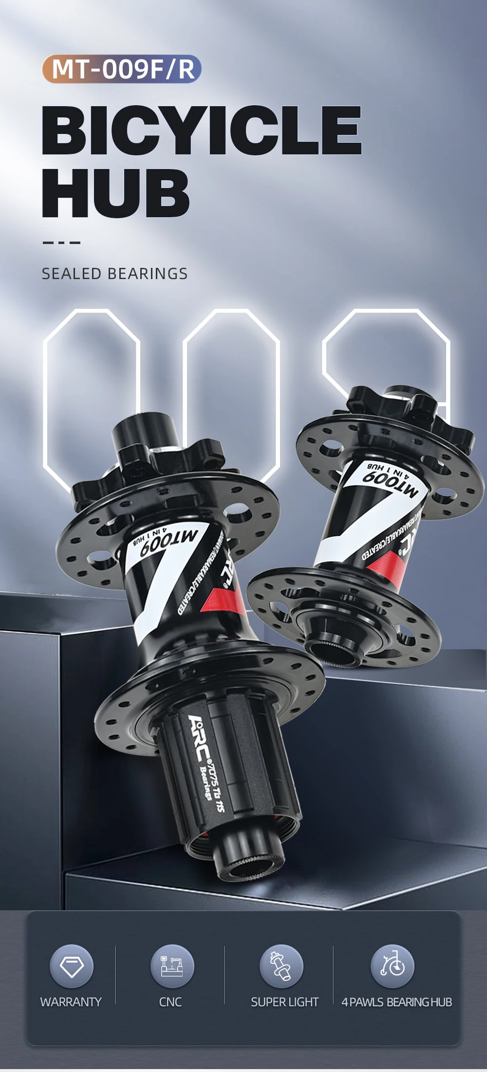 ARC NEUESTE MT009 32 Löcher Mountainbike Nabe K7 12 Geschwindigkeit 6 Sperrklinken 3 Zähne 114 Klicks Scheibenbremse NBK Lagernabe mit HG MS Sram XD – Detail 4