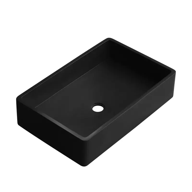 

Modern Concrete Wash Basin Rectangular Cement Bathroom Sink Solid Surface Countertop Washbasin Concrete Wash Basin