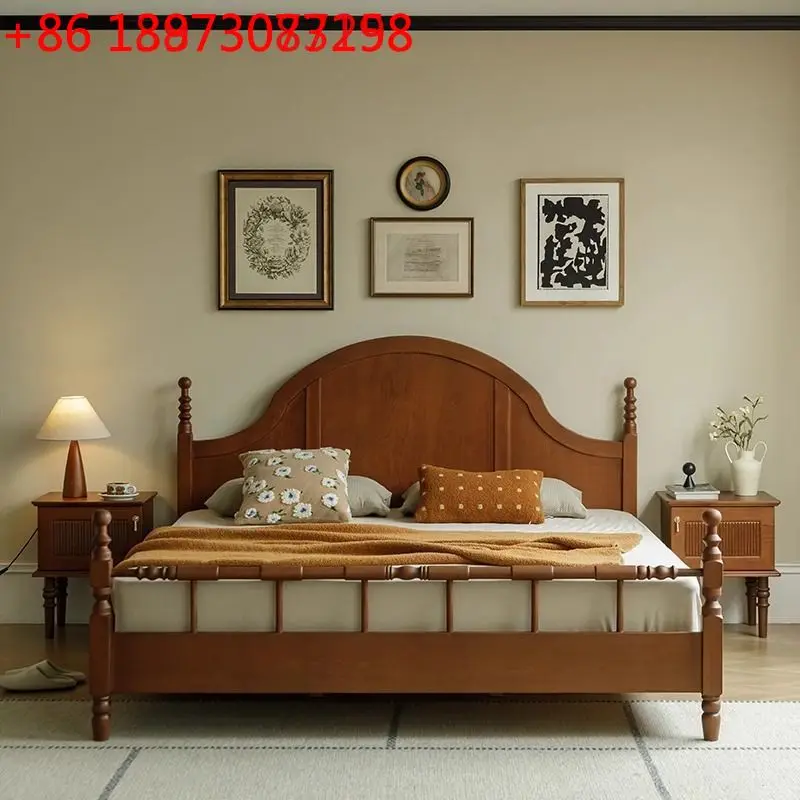 

New Nanyang Light French Retro Double Bed 1m 5 Bedroom Home Medieval Style All Solid Wood 1m 8 Bed