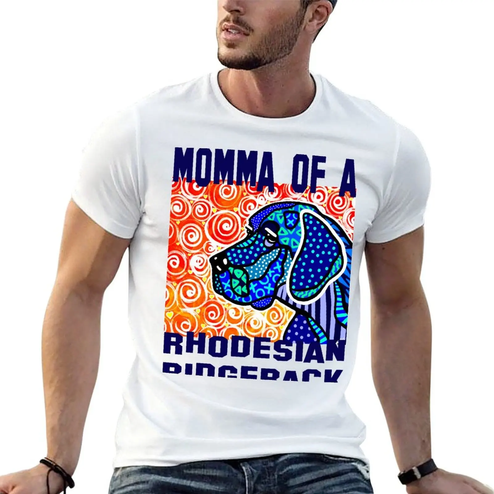 Momma Of Rhodesian Ridgeback Dog Dogs Puppy Mom Mother Mother's Day Jackie Carpenter Gift Best Seller Lover Gifts Rescue T-Shirt